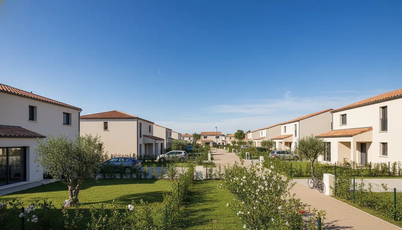 Vue de Fabrègues, commune résidentielle proche de Montpellier dans l'Hérault